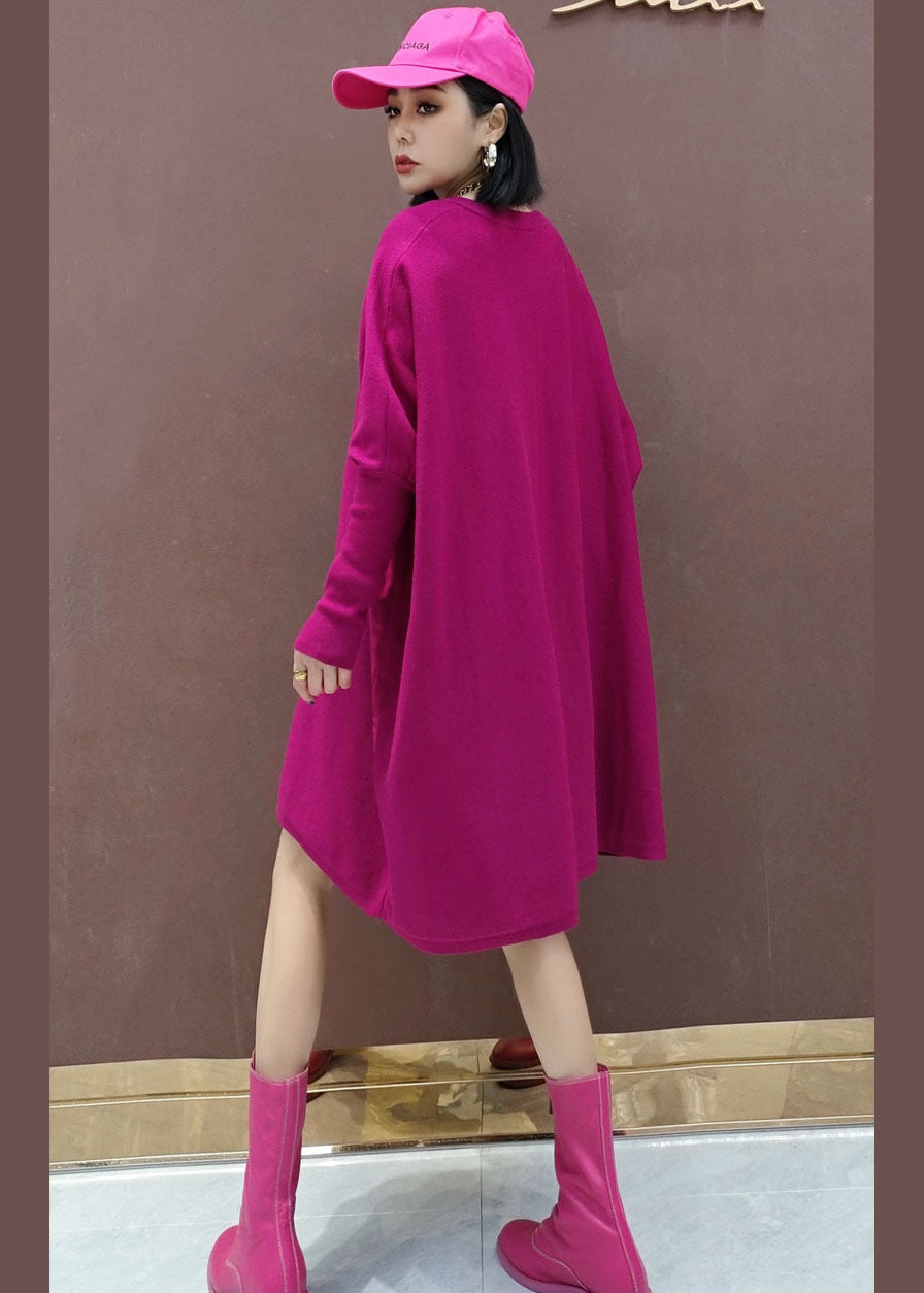 Rose V Neck Knit Dress Spring