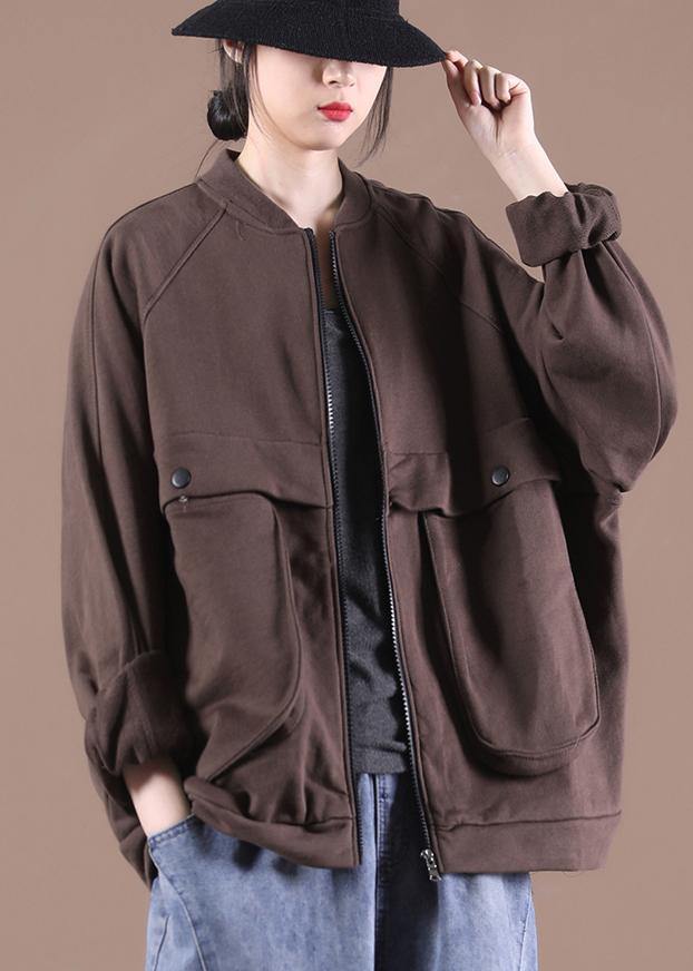 Chocolate O-neck Sweatshirts Jacket