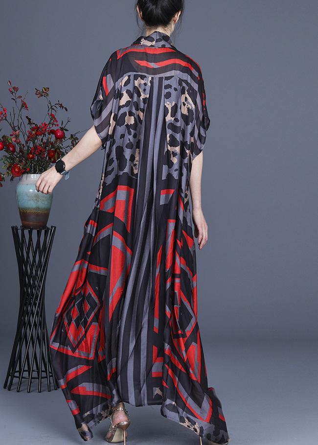 Organic Grey Leopard Print Sleeveless Silk Two-piece Outfit Summer Dress