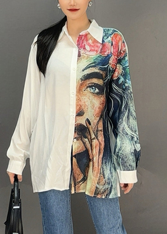 White Peter Pan Collar Chiffon Top Fall