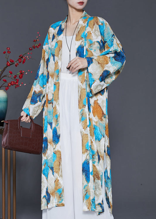 Blue Oversized Tie Dye Cotton Cardigans Spring