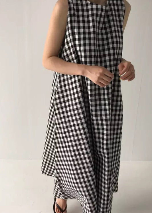 Plaid Pockets Cozy Long Dress Summer