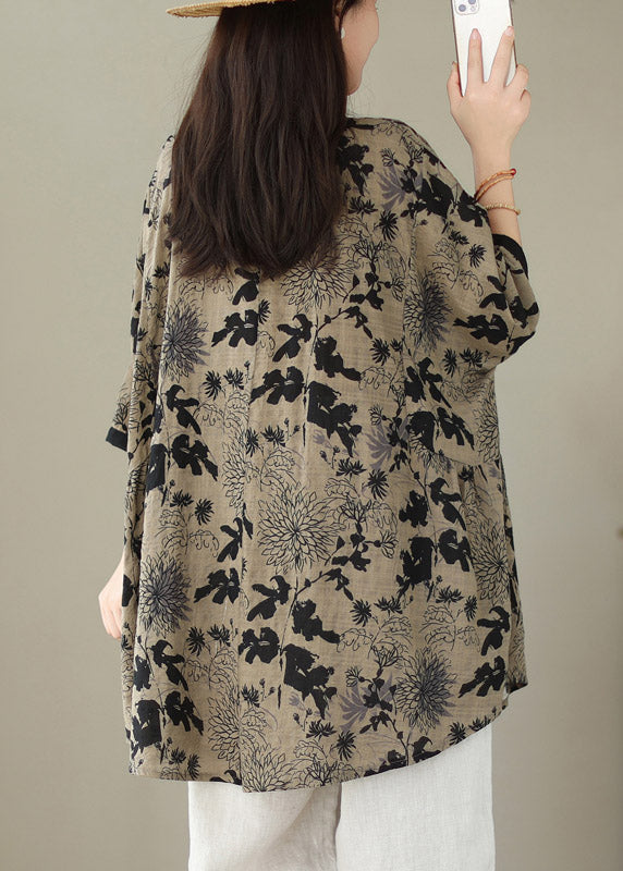 Black O-neck Print Top Half Sleeve