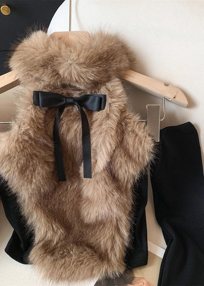 Style Blue Fur Patchwork Long Sleeved Top