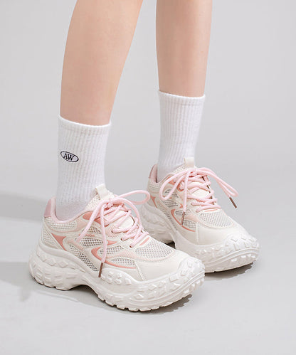 Stylish Lace Up Splicing Platform Blue Breathable Mesh Sport Shoes