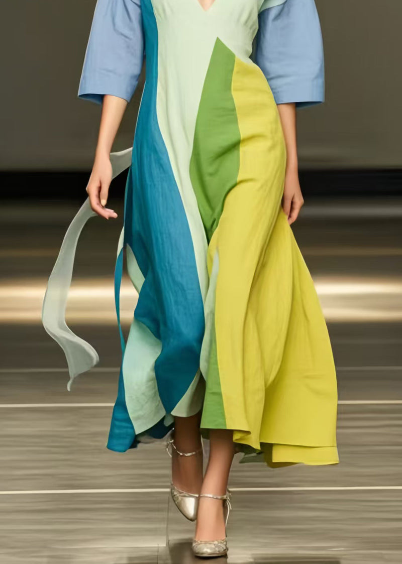 Modern Polychrome Exra Large Hem Cotton Vacation Dress Summer