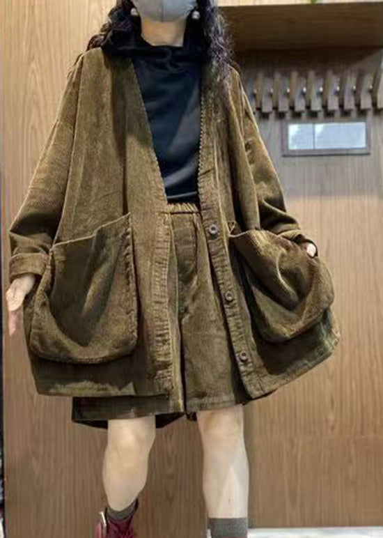 Purple Pockets Corduroy Two Piece Suit Set Spring