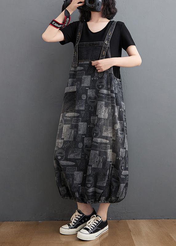 Black Print Clothes for Spaghetti Strap a Line Spring Dress