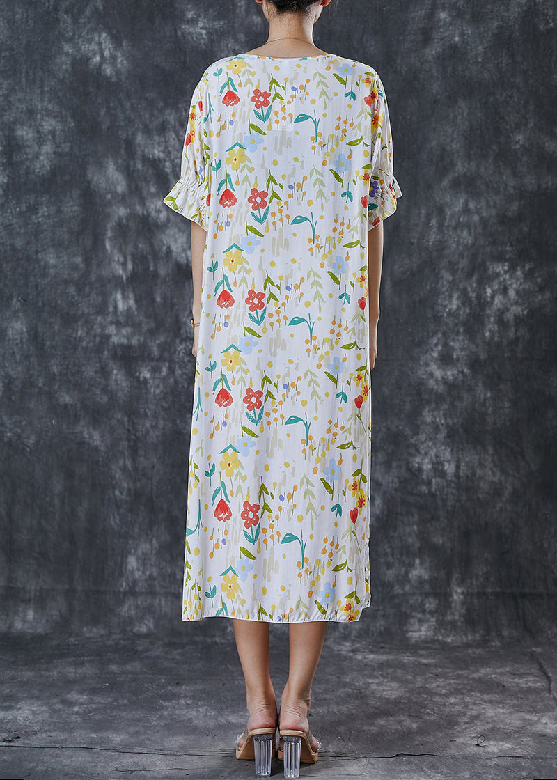 White Print Patchwork Cotton Dress Summer