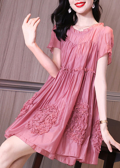 Italian Purple Ruffled Patchwork Chiffon Dress Summer