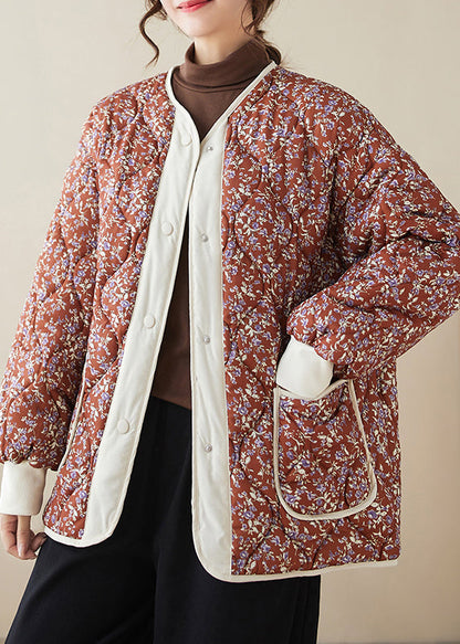 Pink Pockets Print Fine Cotton Filled Jacket Winter