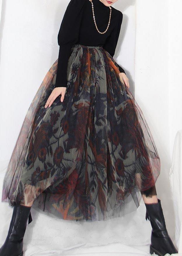 Boutique Black Print Asymmetrical Design Tiered Skirt Summer