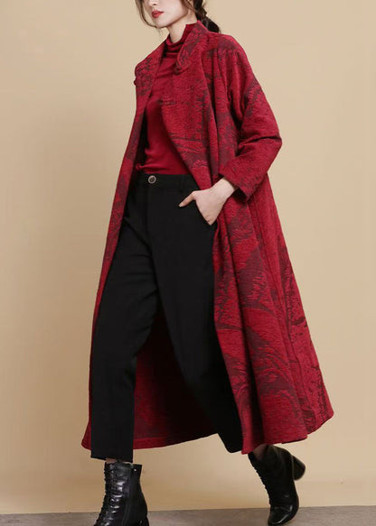 Coffee Button Pockets Chenille Long Coats Winter