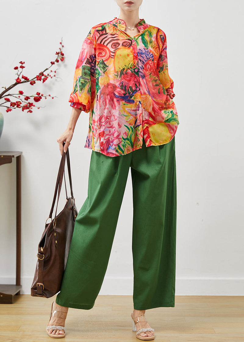 Ruffled Graffiti Print Cotton Sets 2 Pieces Fall
