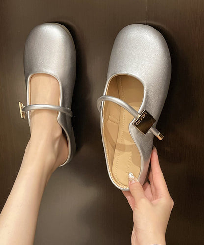 Comfy Splicing Beige Faux Leather Slide Sandals