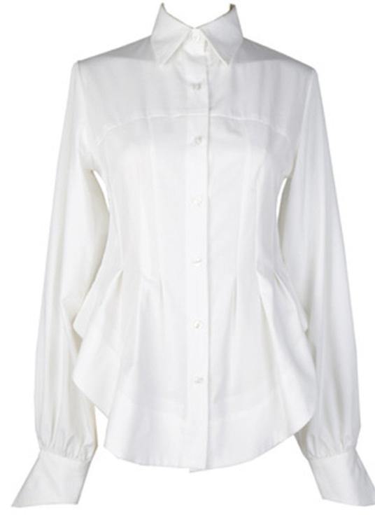 White Traveling Cotton Blouse Tops Spring