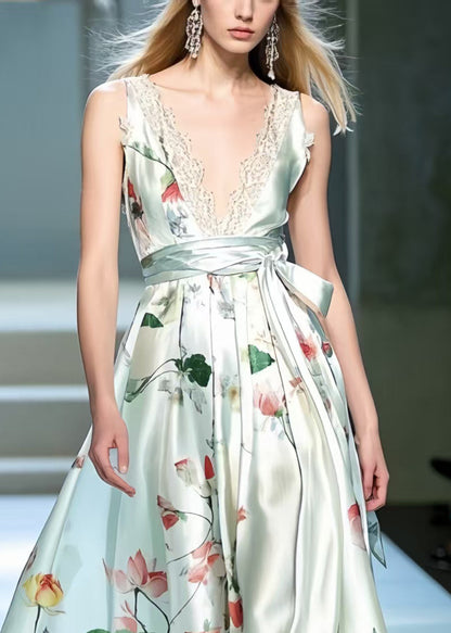 White Print Exra Large Hem Party Dress Summer