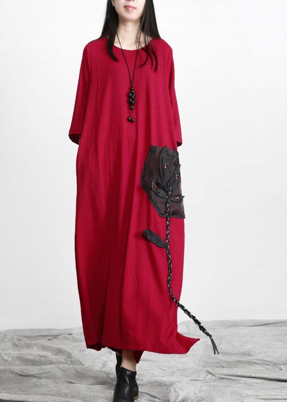 Modern Black O-neck Side Open Fall Dress