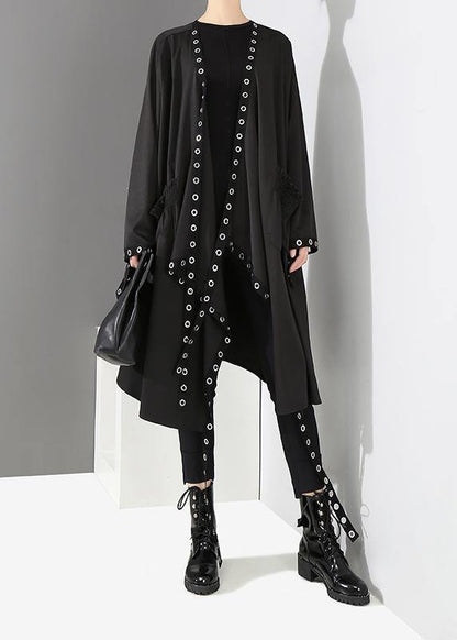 Woman Black Unique Cape Style Coat