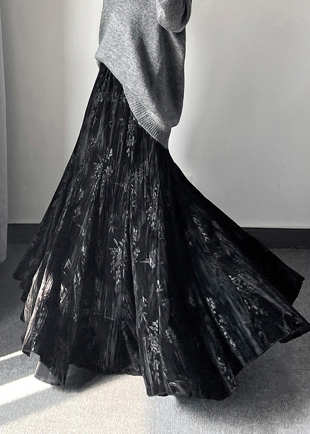 Jacquard Exra Large Hem Silk Velvet Skirt Spring