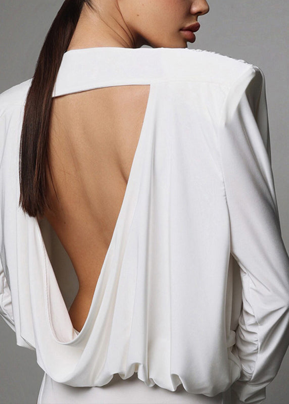White Wrinkled Patchwork Bodysuit