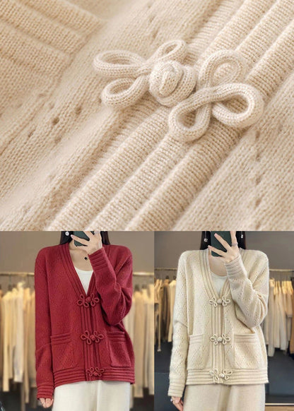 French Camel Button Pockets Wool Coat Spring