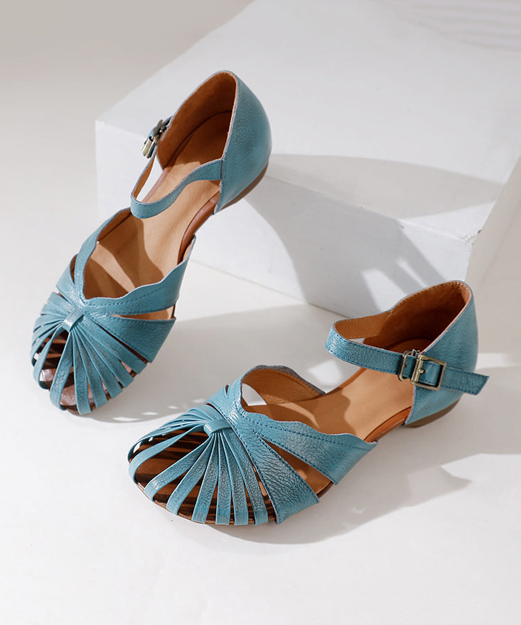 Green Buckle Strap Splicing Sandals