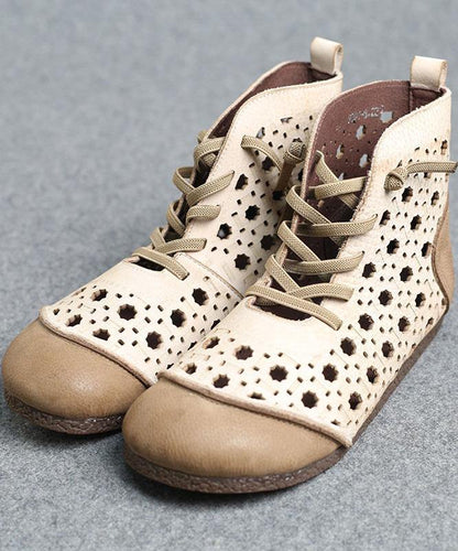 Brown Genuine Leather Ankle Boots