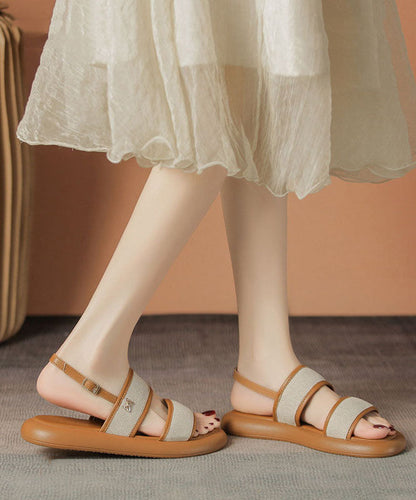 Brown Comfy Splicing Walking Sandals Peep Toe