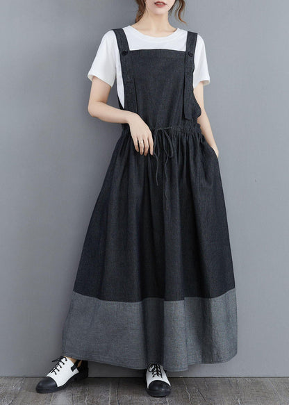 Splicing Denim Long Back Dress
