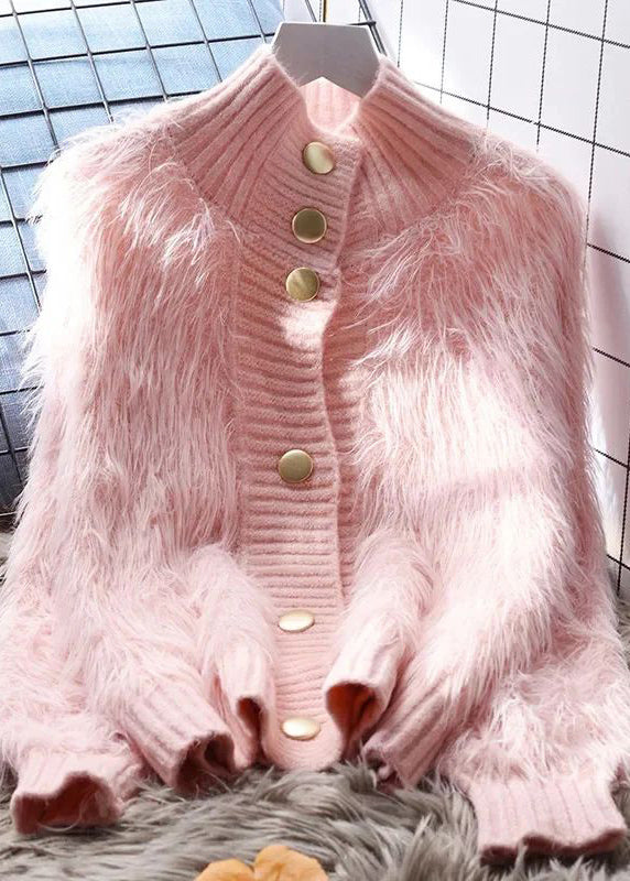 Imitation Mink Fleece Jacket High Neck Short Sweater