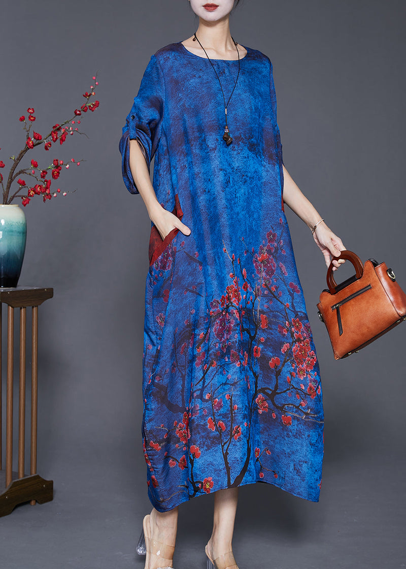 Diy Blue Oversized Tie Dye Silk Maxi Dresses Fall