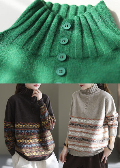 Light Grey Oversized Print Thick Knit Sweater Spring