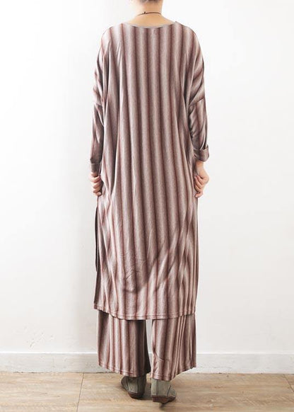 Modern Red Striped Cotton Asymmetrical Design Summer Two Pieces Set