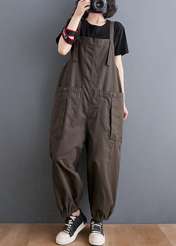 Yellow Slash Neck Patchwork Pockets Harem Jumpsuit Fall