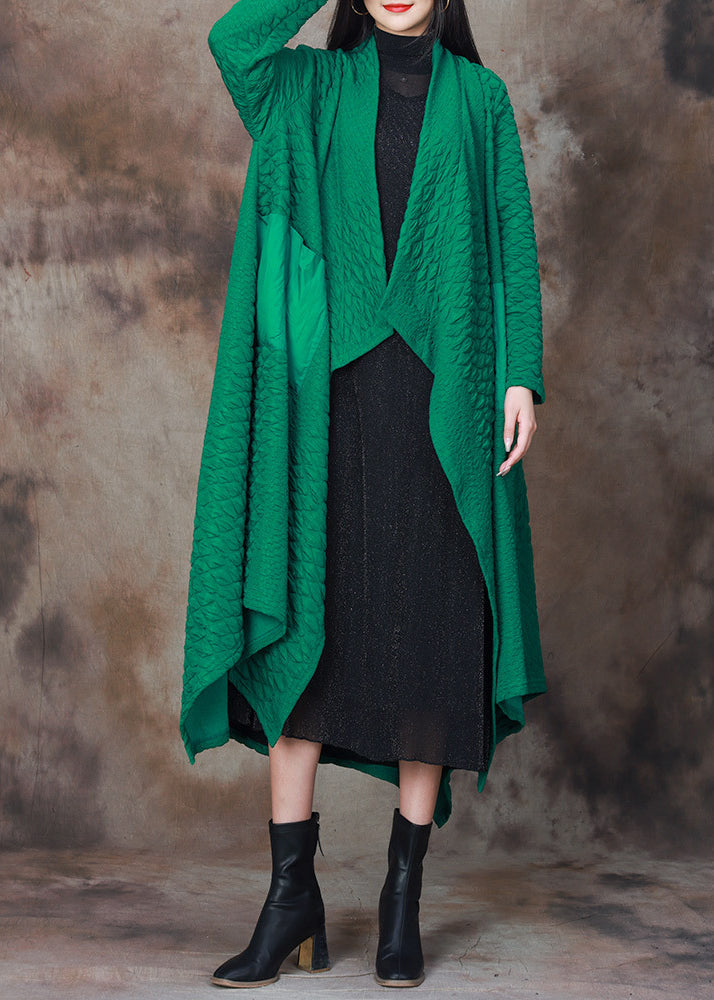 Green Asymmetrical Patchwork Cotton Cardigan Spring