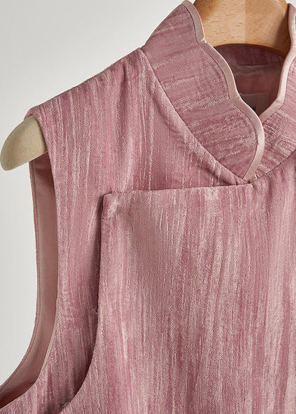 Unique Rose Decorated Silk Velour Vests Fall