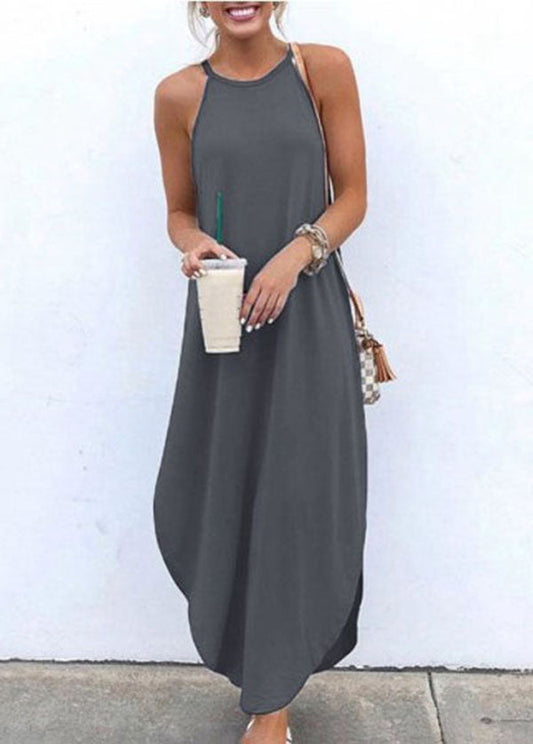 Sleeveless Straps High Low Hem Causal Maxi Dress