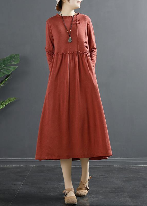 Red Dresses Ruffled Patchwork Maxi Dresses