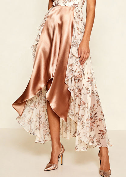 White Asymmetrical Patchwork Print Chiffon Holiday Beach Dress Summer