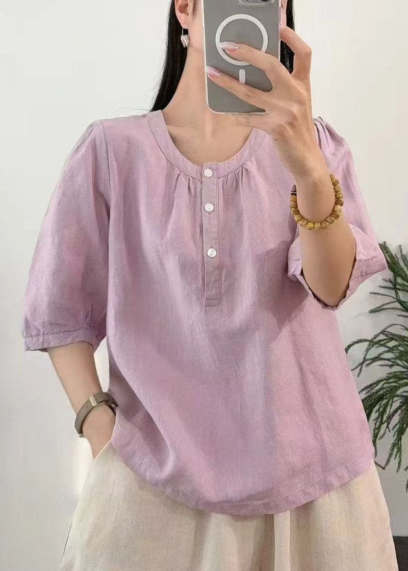 Purple Oversized Linen Top Half Sleeve