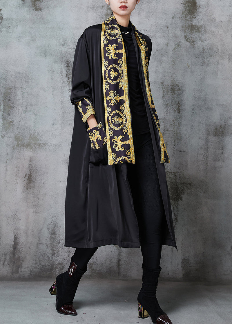 Black Oversized Patchwork Cotton Cardigans Spring