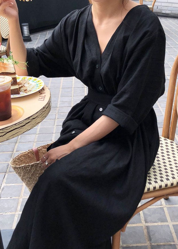 White Patchwork Cotton Dress V Neck Spring