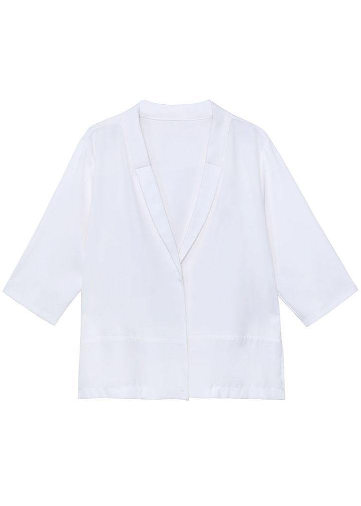 Black Peter Pan Collar Side Open Stand Collar Half Sleeve Coat Summer