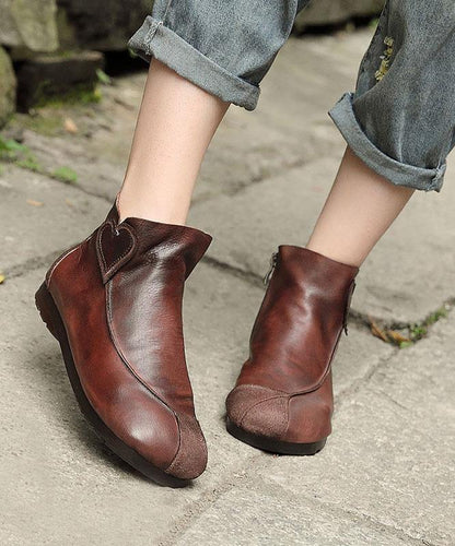 Chocolate Boots Cowhide Leather Ankle Boots