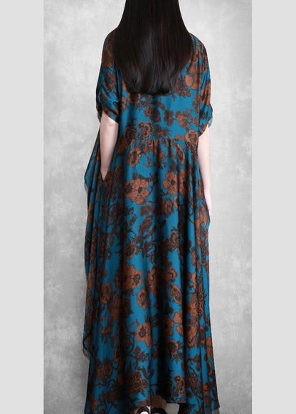 Vivid Blue Silk Outfit Maxi Spring Dresses Long