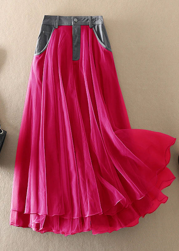 Natural Print2 High Waist Patchwork Tulle Skirts Spring