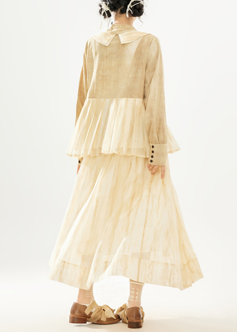 Boutique Stand Collar Tops and Skirts Cotton Two Pieces Set Long Sleeve