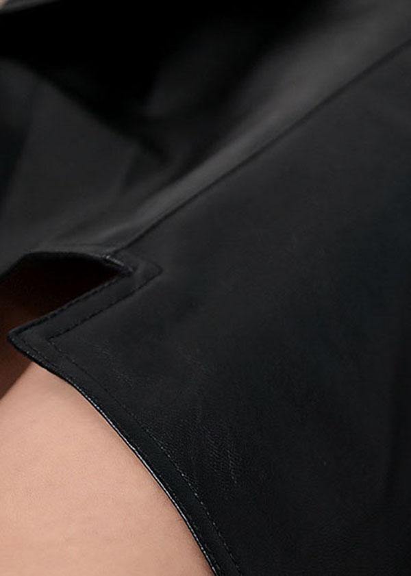 Unique Black High Waist Zippered Asymmetrical Pu Skirts
