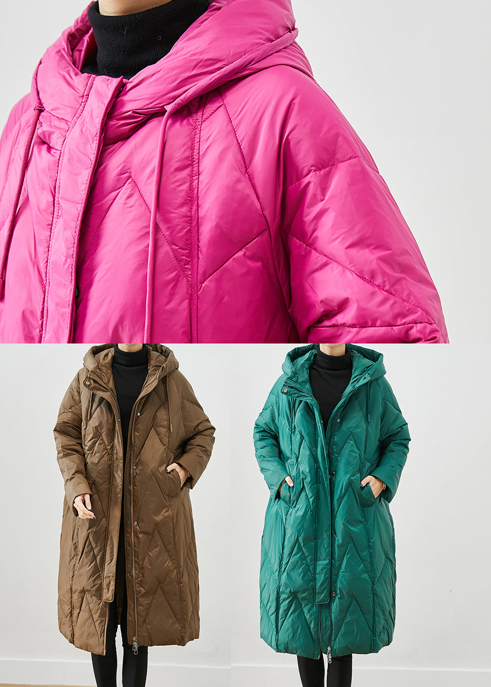 Green Oversized Thick Fine Cotton Filled Puffers Jackets Winter